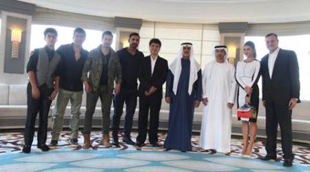 John Abraham, Varun Dhawan and Jacqueline Fernandez gets royal treat in Abu Dhabi. Dishoom,John Abraham,Varun Dhawan,Jacqueline Fernandez,Dishoom gets royal treat in Abu Dhabi,Sheikh Nahyan bin Mubarak Al Nahyan,bollywood movie Dishoom,Dishoom movie stills,Dishoom on the sets