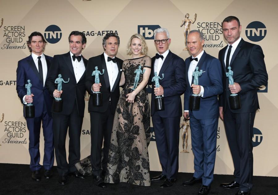 Highlights from the 22nd Screen Actors Guild Awards in Los Angeles, California. SAG Awards 2016,SAG Awards,Guild Awards,22nd Screen Actors Guild Awards,Leonardo DiCaprio,Brie Larson,Billy Crudup,Liev Schreiber,Rachel McAdams,John Slattery,Michael Keaton,Brian d'Arcy James,Mark Ruffalo