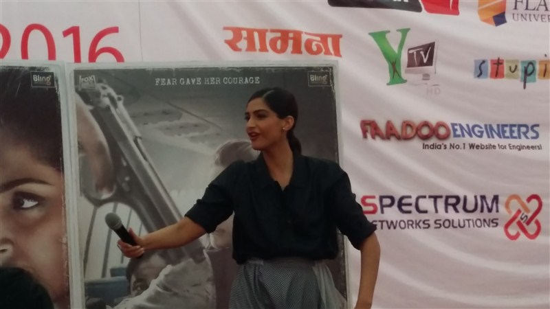Bollywood actress Sonam Kapoor inaugurated a plaque dedicated to Neerja Bhanot at St. Xavier's College. Sonam Kapoor,actress Sonam Kapoor,bollywood actress Sonam Kapoor,Neerja Bhanot,St. Xavier's College