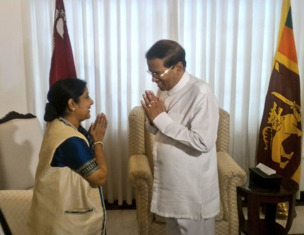 External Affairs Minister Sushma Swaraj met with delegations of three Sri Lankan political parties. Sushma Swaraj,Sushma Swaraj meets Sri Lankan political parties,External Affairs Minister Sushma Swaraj,Minister Sushma Swaraj,Sri Lankan political parties,Sushma Swaraj in Sri lanka,Tamil party