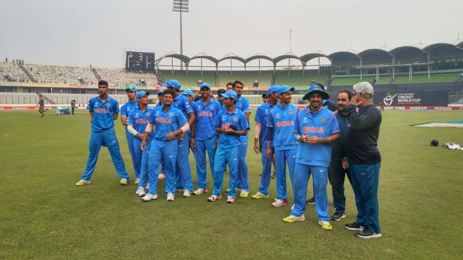 India are the first team into Sunday's U-19 CWC final after a 97 run win over Sri Lanka. U-19 World Cup,U 19 World Cup,ICC U-19 World Cup 2016,India beat Sri Lanka by 97 runs,India beat Sri Lanka,India enters U-19 World Cup,Team India,u19 world cup india,Rahul Dravid