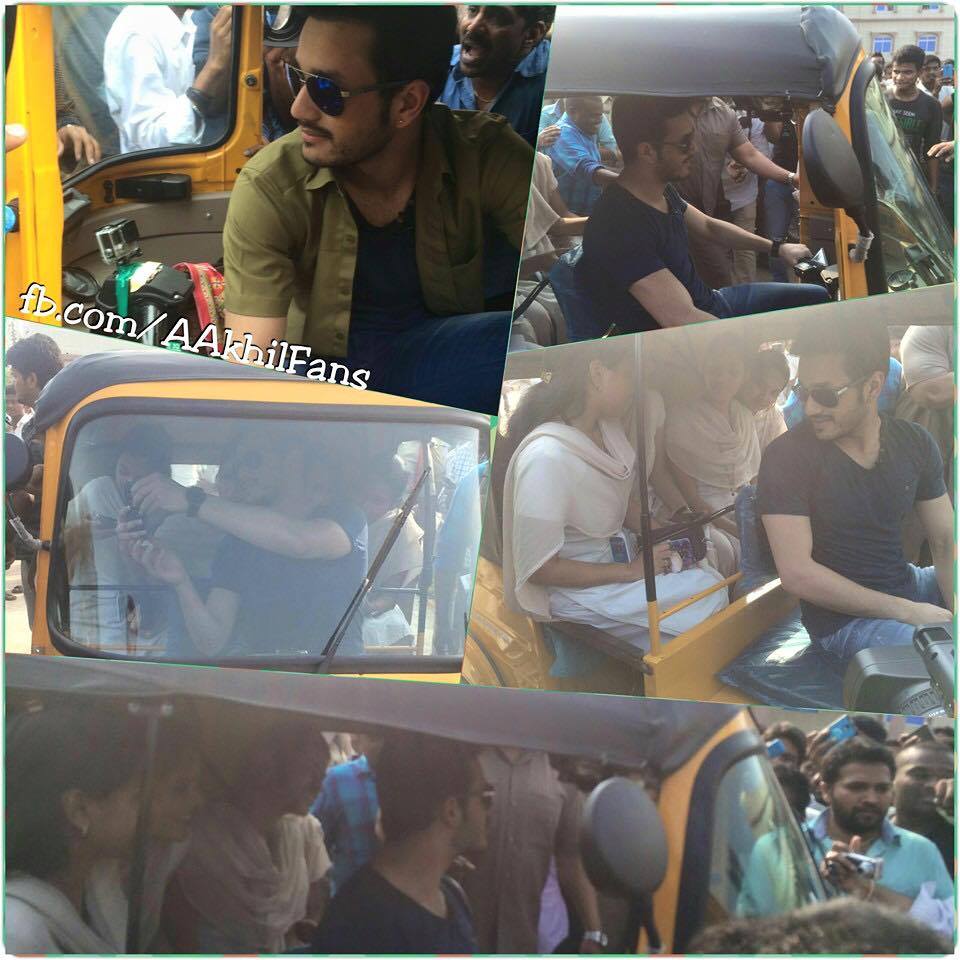 Tollywood actor Akkineni Akhil drives passenger auto-rickshaw in Khammam on Tuesday and donated earnings to the help of 6 years old boy Ashwith Reddy who is suffering from Kidney related disease. Akkineni Akhil,actor Akkineni Akhil,Akhil,Akhil turns auto driver to save kid,Akhil turns auto driver,Ashwith Reddy