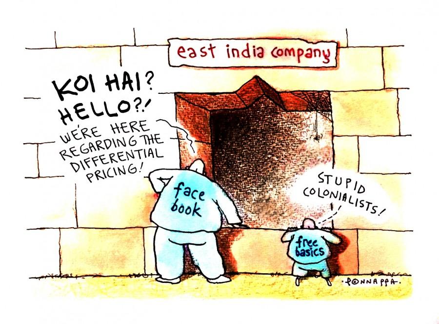 IBTimes Cartoon Facebook,Free basics,differential pricing,TRAI