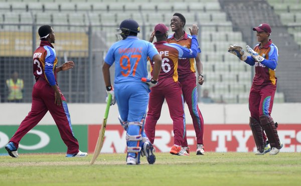 U-19 World Cup final: India all out for 145. U-19 World Cup final,U-19,india vs west indies,india vs west indies live score,India vs West Indies Live Streaming,india vs west indies live,india vs west indies u-19 world cup tv channel,India vs West indies u-19