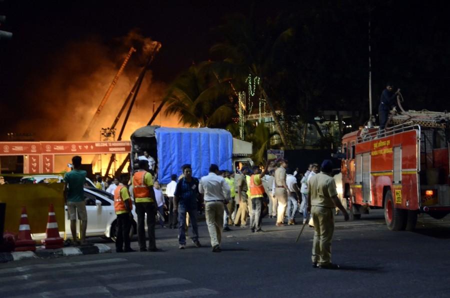 A massive fire on Sunday evening engulfed the stage during a cultural extravaganza at the 'Make In India Week' event Make In India,fire at Make In India event,Make In India event,Make in India event fire,Make in India fire,Make In India Week,Amitabh Bachchan,Aamir Khan