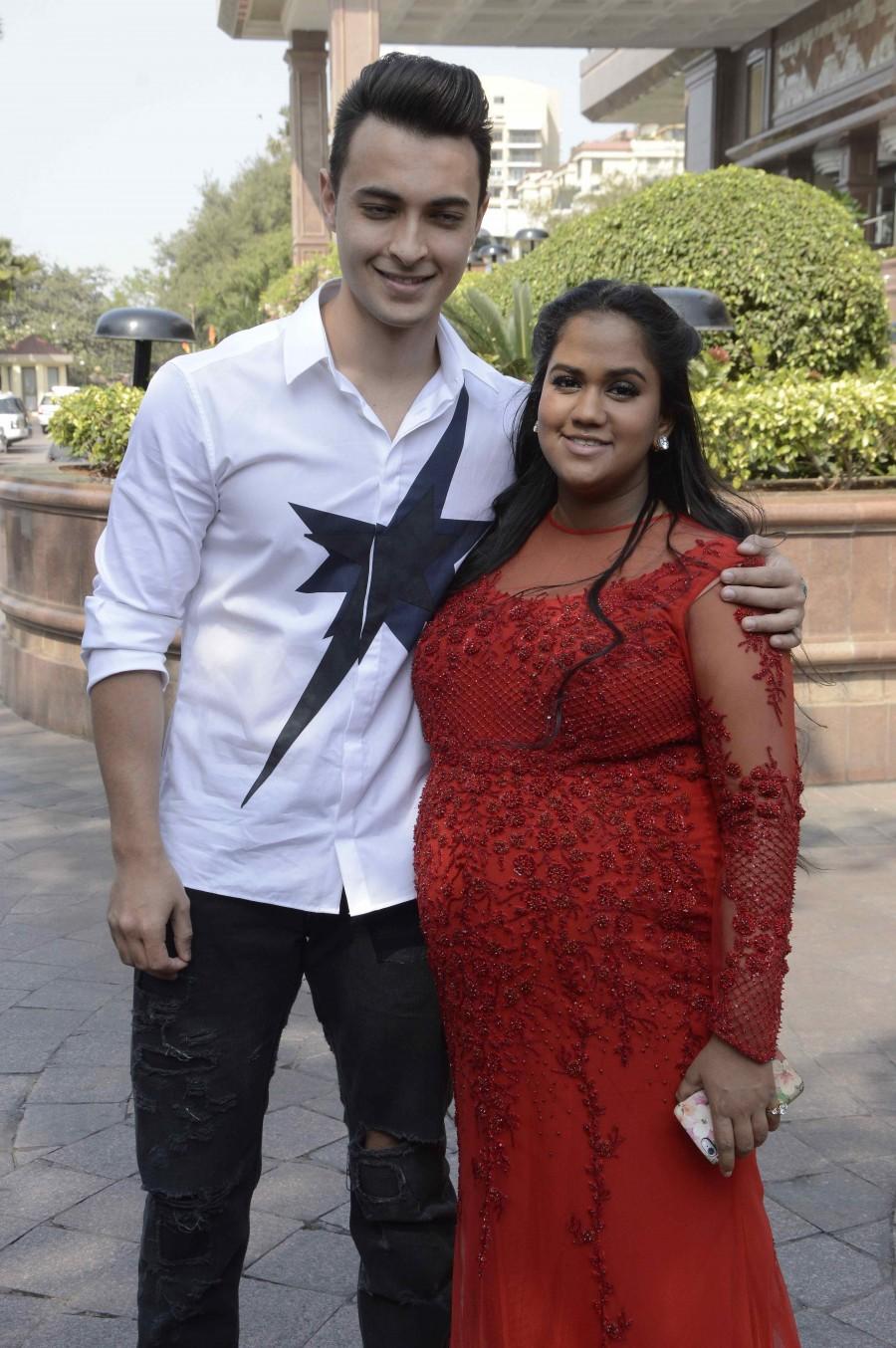Arpita Khan along with Bollywood actor and her brother Salman Khan, father Salim Khan and other family members during her baby shower ceremony in Mumbai on 14 February 2016. Arpita Khan,Arpita Khan's Baby Shower Ceremony,Arpita Khan Baby Shower,Arpita Khan Baby Shower event,Sohail Khan,Alvira Khan,Salman Khan,Sushila Charak,Salim Khan,Aayush Sharma,Anil Sharma,Sunita Sharma,Arpita Khan Baby Shower pics,Arpita Khan Baby S