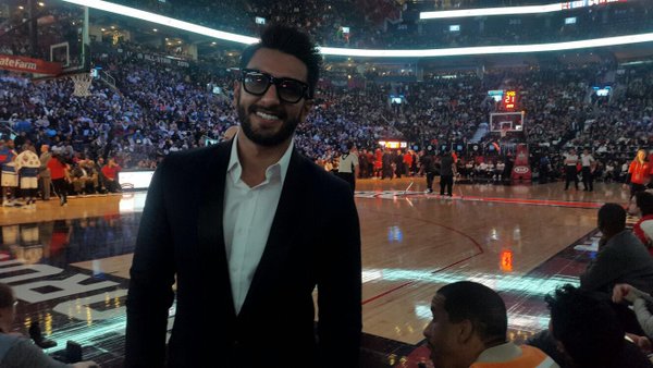 Bollywood actor Ranveer Singh at NBA All-Star basketball game in Toronto. Ranveer Singh,Ranveer Singh meets Ludacris,Ranveer Singh celebrates Valentine's Day,Ranveer Singh meets Ludacris at NBA All-Star game,Ranveer meets Ludacris,NBA All-Star game,Ranveer Singh at NBA All-Star game,actor Ranveer Singh,Ranveer Singh new pi