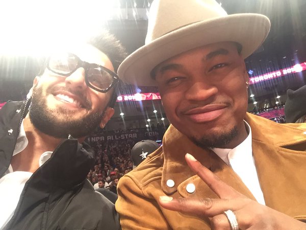 Bollywood actor Ranveer Singh at NBA All-Star basketball game in Toronto. Ranveer Singh,Ranveer Singh meets Ludacris,Ranveer Singh celebrates Valentine's Day,Ranveer Singh meets Ludacris at NBA All-Star game,Ranveer meets Ludacris,NBA All-Star game,Ranveer Singh at NBA All-Star game,actor Ranveer Singh,Ranveer Singh new pi