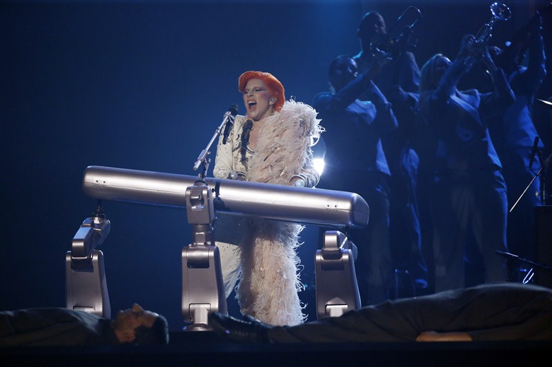 Singer Lady Gaga remembered late singer David Bowie with a sprawling tribute, while performing a medley of his hit songs at the 58th annual Grammy Awards. Lady Gaga,singer Lady Gaga,Lady Gaga pays tribute to David Bowie at Grammy Awards,Lady Gaga pays tribute to David Bowie,David Bowie,tribute to David Bowie,Grammy Awards,Grammy Awards 2016,58th Grammy Awards,Grammy Awards pics,Grammy Awards images,Grammy A
