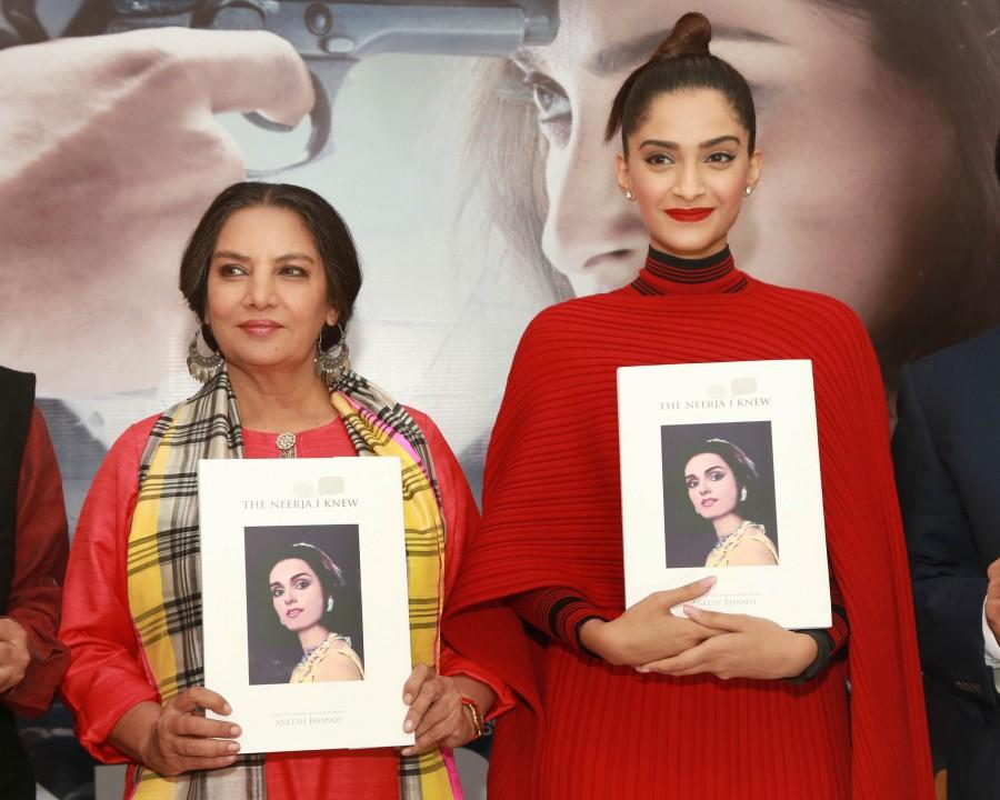 Photos of 'The Neerja I Knew' – Book Launch/ 'The Neerja I Knew' – Book Launch,The Neerja I Knew – Book Launch,The Neerja I Knew Book Launch,The Neerja I Knew,Sonam Kapoor,Shabana Azmi,Ram Madhvani,Yogendra Tiku,Aneesh Bhanot,Neerja's Borthers