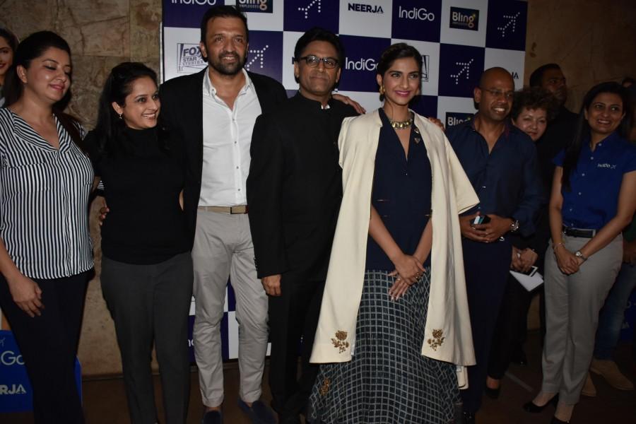 In a press conference held specially for air-hostess's, Sonam Kapoor paid a tribute to the profession citing the difficulties she faced while getting into the character of Neerja Bhanot for Neerja. Sonam Kapoor,Neerja pays tribute to Air-hostess's,Sonam Neerja pays tribute to Air-hostess's,Team Neerja pays a tribute to Air-hostesses,Neerja,team Neerja,actress Sonam Kapoor,Neerja Bhanot