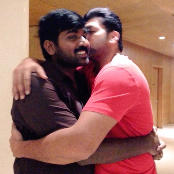 Actor Jayam Ravi's 'Miruthan' and Vijay Sethupathi's 'Sethupathi' movie released on the same day. Jayam Ravi,Vijay Sethupathi,Miruthan,Sethupathi,Jayam Ravi meets Vijay Sethupathi,Vijay Sethupathi meets Jayam Ravi,Jayam Ravi hugs Vijay Sethupathi,Vijay Sethupathi hugs Jayam Ravi