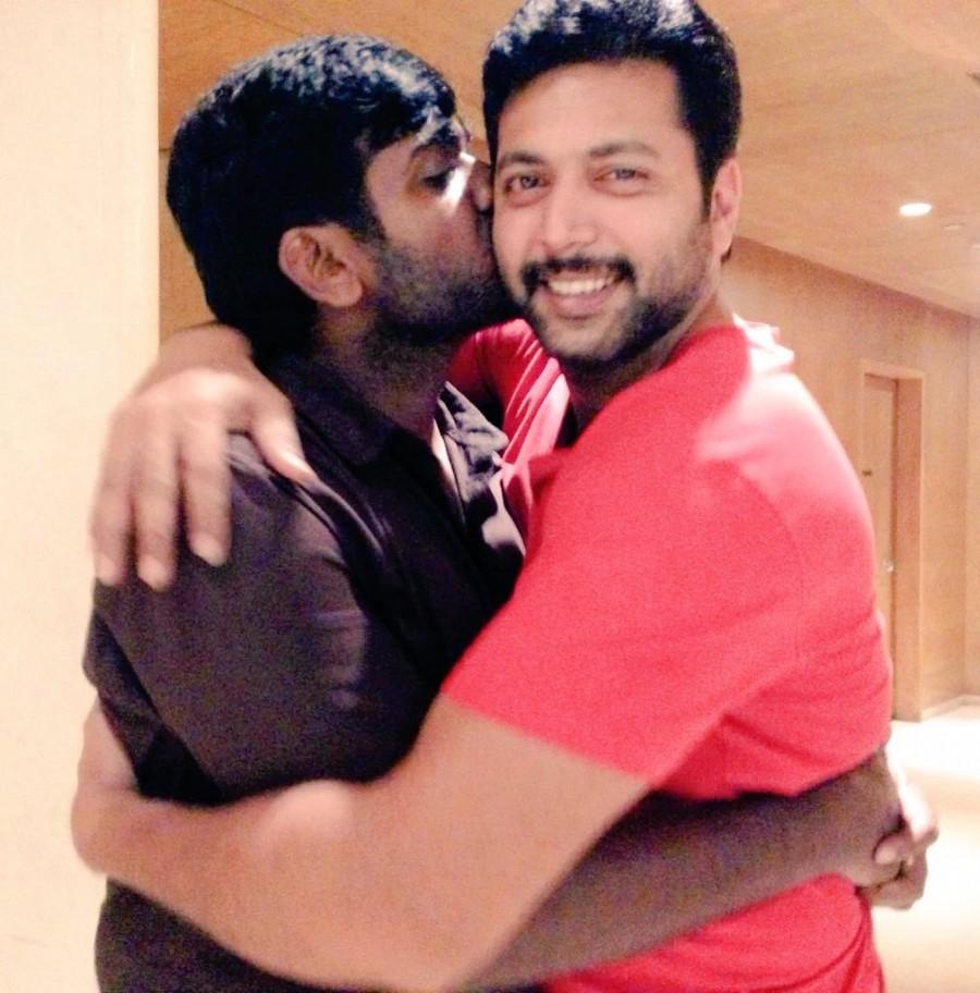 Actor Jayam Ravi's 'Miruthan' and Vijay Sethupathi's 'Sethupathi' movie released on the same day. Jayam Ravi,Vijay Sethupathi,Miruthan,Sethupathi,Jayam Ravi meets Vijay Sethupathi,Vijay Sethupathi meets Jayam Ravi,Jayam Ravi hugs Vijay Sethupathi,Vijay Sethupathi hugs Jayam Ravi