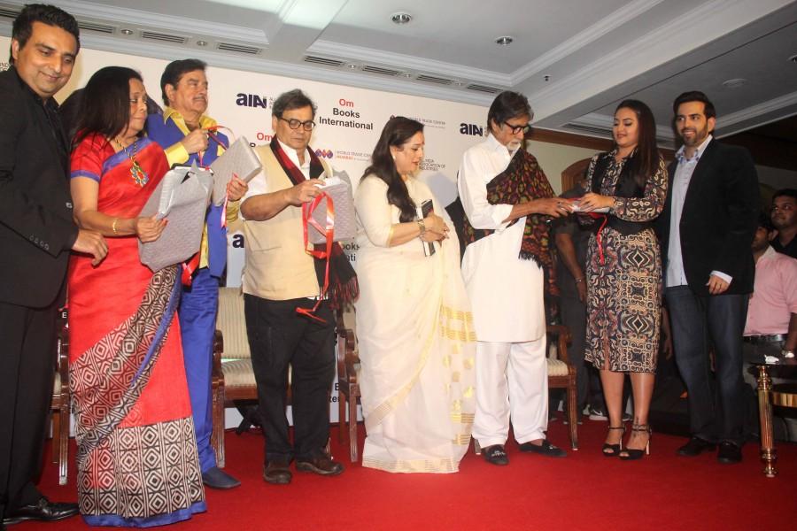 Photos of Amitabh Bachchan, Sonakshi Sinha launch Shatrughan Singha's biography. Amitabh Bachchan,Sonakshi Sinha,Shatrughan Singha's biography,Shatrughan Singha's biography launch,Big B launches Shatrughan Singha's biography,Shatrughan Singha biography