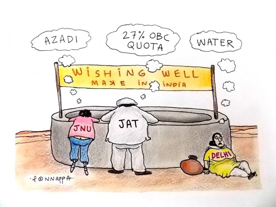 IBTimes Cartoon Make in India,JAt quote row,water crisis,delhi