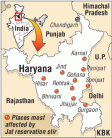 Areas affected by Haryana Jat quota stir