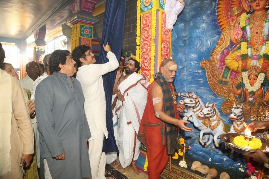 In the premises of Film Nagar Daiva Sannidhanam New Temples Construction Muhurath took place today morning (24 February) in the Jubilee Hills in Hyderabad. Nagarjuna,Venkatesh,Chiranjeevi,Daiva Sannidhanam New Temple at Film Nagar,Daiva Sannidhanam Temple at Film Nagar,Daiva Sannidhanam Temple,Film Nagar,Surekha,Murali Mohan