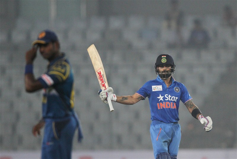 India rode on fine knocks by Virat Kohli and Yuvraj Singh to defeat Sri Lanka by five wickets in their Asia Cup Twenty20 cricket match at the Sher-e-Bangla National Stadium on Tuesday and enter the finals. Asia Cup,India vs Sri Lanka,India vs Sri Lanka 2016,India vs Sri Lanka Asia Cup,Asia Cup T20 2016,Asia Cup T20,Asia Cup India vs Sri Lanka,Asia Cup India vs Sri Lanka pics,Asia Cup India vs Sri Lanka images,Asia Cup India vs Sri Lanka stills,Asia Cup Indi