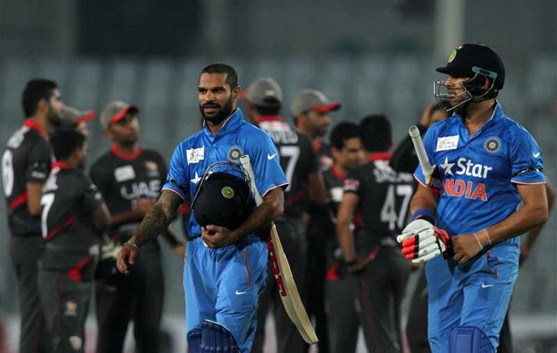 India made a mockery of the United Arab Emirates' paltry total of 81/9 as they got home with nine wickets and 9.5 overs to spare in an Asia Cup Twenty20 International cricket encounter at the Sher-e-Bangla National Cricket Stadium here on Thursday. Asia Cup,Asia Cup 2016,Asia Cup T20 2016,Asia Cup T20,India vs UAE,India vs UAE cricket,India vs UAE pics,India vs UAE images,India vs UAE stills,India vs UAE pictures