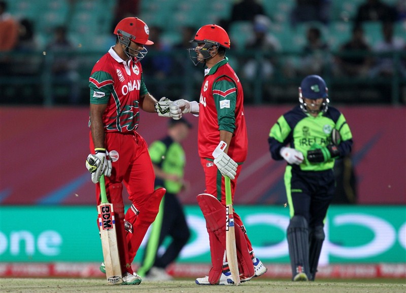 Oman stunned Ireland by two wickets in World T20 qualifying matches at the Himachal Pradesh Cricket Association Stadium on Wednesday. ICC World T20,ICC World T20 2016,world t20,World T20 2016,world t20 results,Oman beat Ireland,Oman vs Ireland