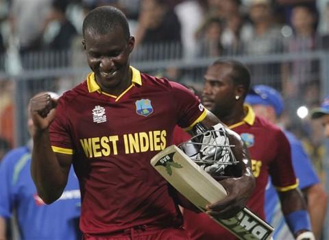 West Indies captain Darren Sammy's unconquered knock of 50 overshadowed Josh Hazlewood's hat-trick as they beat Australia by three wickets in a World Twenty20 warm-up contest at the Eden Gardens here Sunday.