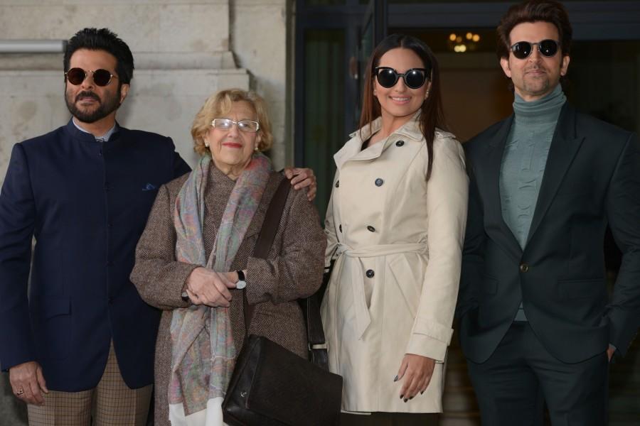 Bollywood extravaganza, the International Indian Film Academy (IIFA) celebrations, will return to Europe for the fourth time, with the scenic Madrid in Spain as the chosen destination this year. Actors Anil Kapoor, Hrithik Roshan and Sonakshi Sinha are already in Madrid to spread the 'filmy' fever. IIFA 2016,IIFA 2016 in Spain,Hrithik Roshan,Anil Kapoor,Sonakshi Sinha,Madrid,filmi fever,IIFA
