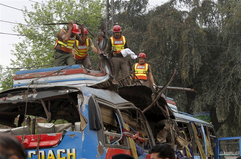 At least 15 people were killed and 25 others injured in a bomb blast in a bus in Pakistan's Khyber Pakhtunkhwa province on Wednesday morning, a media report said. Bus blast,Peshawar,Peshawar Bus blast,Bus blast in Pakistan,Khyber Pakhtunkhwa,Terror attack