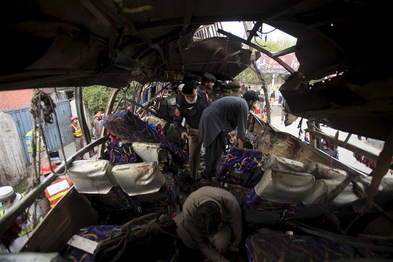 At least 15 people were killed and 25 others injured in a bomb blast in a bus in Pakistan's Khyber Pakhtunkhwa province on Wednesday morning, a media report said. Bus blast,Peshawar,Peshawar Bus blast,Bus blast in Pakistan,Khyber Pakhtunkhwa,Terror attack