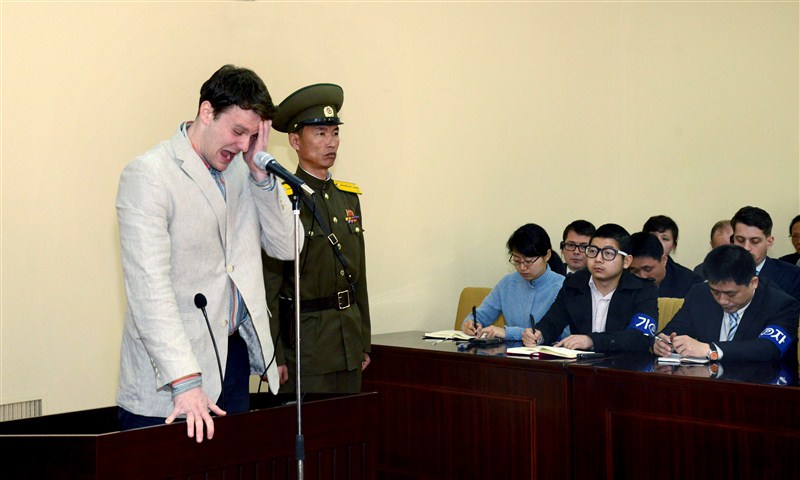 North Korea's supreme court sentenced American student Otto Warmbier, who was arrested while visiting the country, to 15 years of hard labor on Wednesday for crimes against the state, a punishment Washington condemned as politically motivated. North Korea,Otto Warmbier,hard labor,crimes against the state,North Korea Sentences American Student to 15 Years,Washington,punishment,increasingly clear