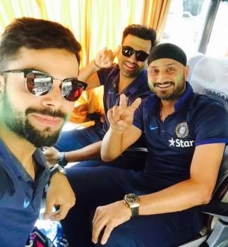 Virat Kohli, MS Dhoni, Harbhajan Singh celebrate Holi.