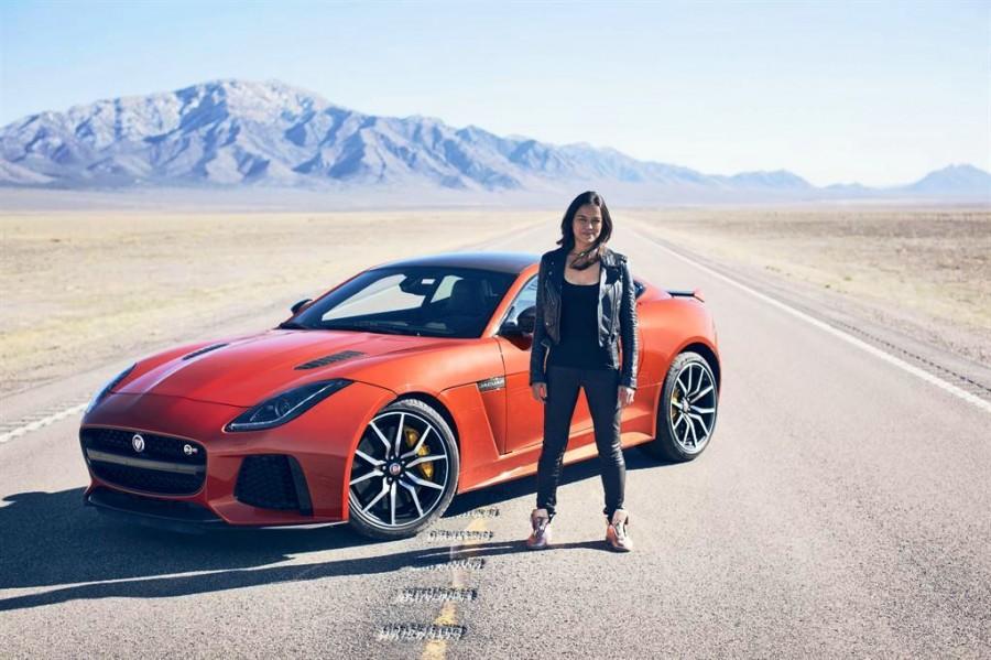 The Fast & Furious star previous best top speed was just 233kmph Michelle Rodriguez,michelle rodriguez favorite car,Jaguar Ftype,jaguar ftype svr,michelle rodriguez cars,michelle rodriguez Jaguar ftype,Jaguar Ftype top speed,michelle rodriguez images,michelle rodriguez movies,michelle rodriguez movie list,Jaguar Ftype