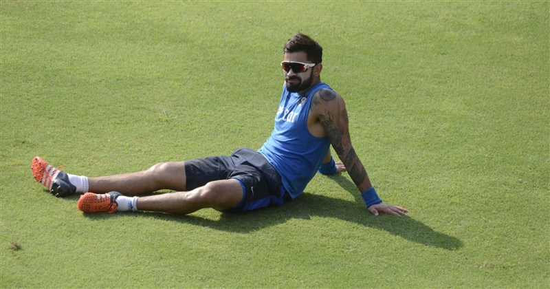 Indian cricketers during a practice session ahead of their WT20 semi-final match against West Indies at Wankhede Stadium in Mumbai on March 30, 2016. India vs West Indies,India vs West Indies World T20 Semi Final,India vs West Indies Semi Final,India vs West Indies World T20,WT20 semi-final,Wankhede Stadium,Virat Kohli,MS Dhoni,practice session