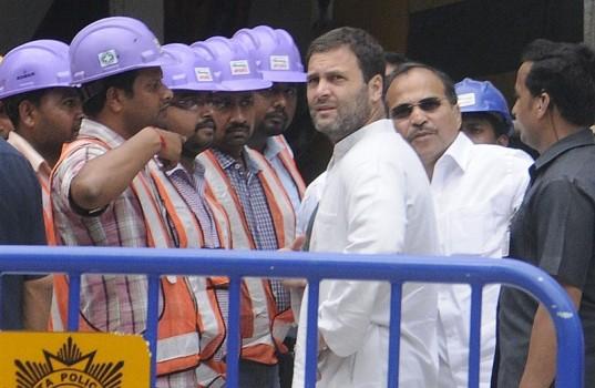 Congress vice president Rahul Gandhi on Saturday visited the city's Posta area where an under-construction flyover collapse killed 24 people and later met the injured in a hospital.