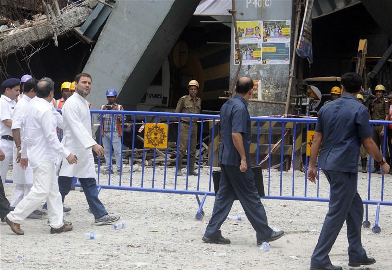Congress vice president Rahul Gandhi on Saturday visited the city's Posta area where an under-construction flyover collapse killed 24 people and later met the injured in a hospital. Rahul Gandhi,Rahul Gandhi visits Kolkata Flyover Collapse,Congress vice president Rahul Gandhi,under-construction flyover collapse,president Rahul Gandhi,Kolkata Flyover Collapse,Flyover Collapse