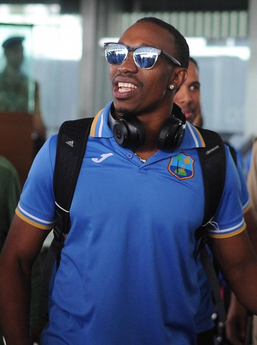 The West Indies cricket team arrives at Netaji Subhas Chandra Bose International Airport in Kolkata, on April 1, 2016. England vs West Indies,England vs West Indies World T20 Final,World T20 Final,World T20,T20 Final,England v West Indies,Darren Sammy,Chris Gayle,Andre Russell,Bravo,Dwayne Bravo