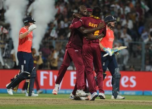 A late blitz from Carlos Brathwaite, with 34 off 10 balls, and a stupendous 85 not out from Marlon Samuels ensured West Indies grab a thrilling four-wicket victory to beat England and emerge as the World Twenty20 champions at the Eden Gardens on Sunday.
