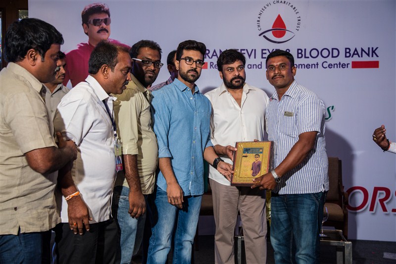 Megastar Chiranjeevi and Ram Charan met and greeted the blood donors and organisers, who contributed dearly towards the success of the mega blood donation camps organized across various parts of the world. Chiranjeevi,Ram Charan,Chiranjeevi thanked the blood donors,Ram Charan thanked the blood donors,mega blood donation camps,blood donation camps,blood donation
