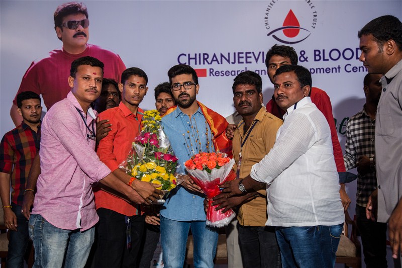Megastar Chiranjeevi and Ram Charan met and greeted the blood donors and organisers, who contributed dearly towards the success of the mega blood donation camps organized across various parts of the world. Chiranjeevi,Ram Charan,Chiranjeevi thanked the blood donors,Ram Charan thanked the blood donors,mega blood donation camps,blood donation camps,blood donation