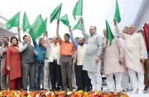 Union Minister for Railways Suresh Prabhu on Tuesday flagged off India's fastest train, the Gatimaan Express, from Nizamuddin Railway station.