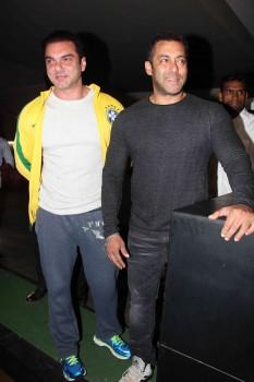Bollywood actor Salman Khan, Sohail Khan attend a special screening of 