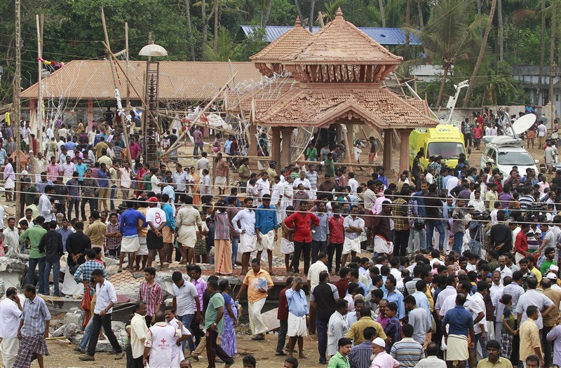 The pre-dawn Sunday tragedy at the Puttingal Devi temple in the coastal town of Paravur in Kollam district, about 60 km from here, also left more than 350 people injured, some critically. Kerala temple tragedy,temple tragedy,Kollam,Kollam Temple,Paravur,Puttingal Devi temple,Puttingal Devi Temple fire