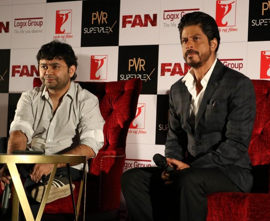Bollywood actor Shah Rukh Khan during a press conference organised to promote his upcoming film Shah Rukh Khan,Shah Rukh Khan promotes Fan in Delhi,Shah Rukh Khan promotes Fan,Shah Rukh Khan promotes Fan movie,Fan,Bollywood movie Fan,Fam movie promotion,Fam promotion