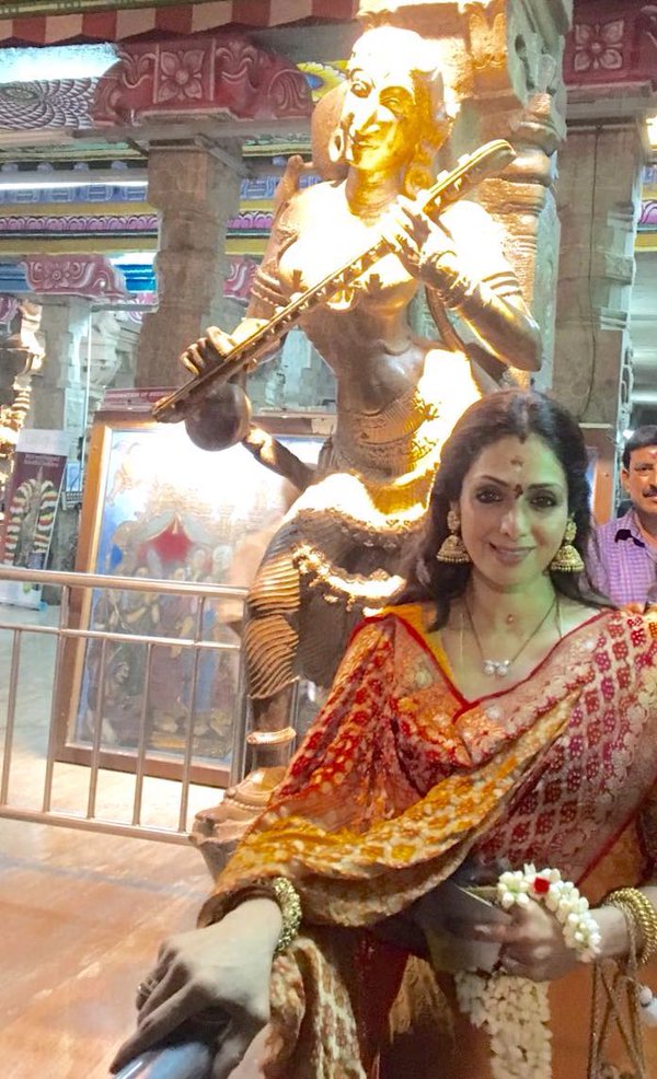 Veteran actress Sridevi has visited the Meenakshi Amman Temple in Madurai to seek blessings along with her friends. Sridevi Boney Kapoor,Sridevi Boney Kapoor visits Meenakshi Temple on Tamil New Year,Sridevi Boney Kapoor visits Meenakshi Temple,Sridevi visits Meenakshi Amman Temple,Meenakshi Amman Temple