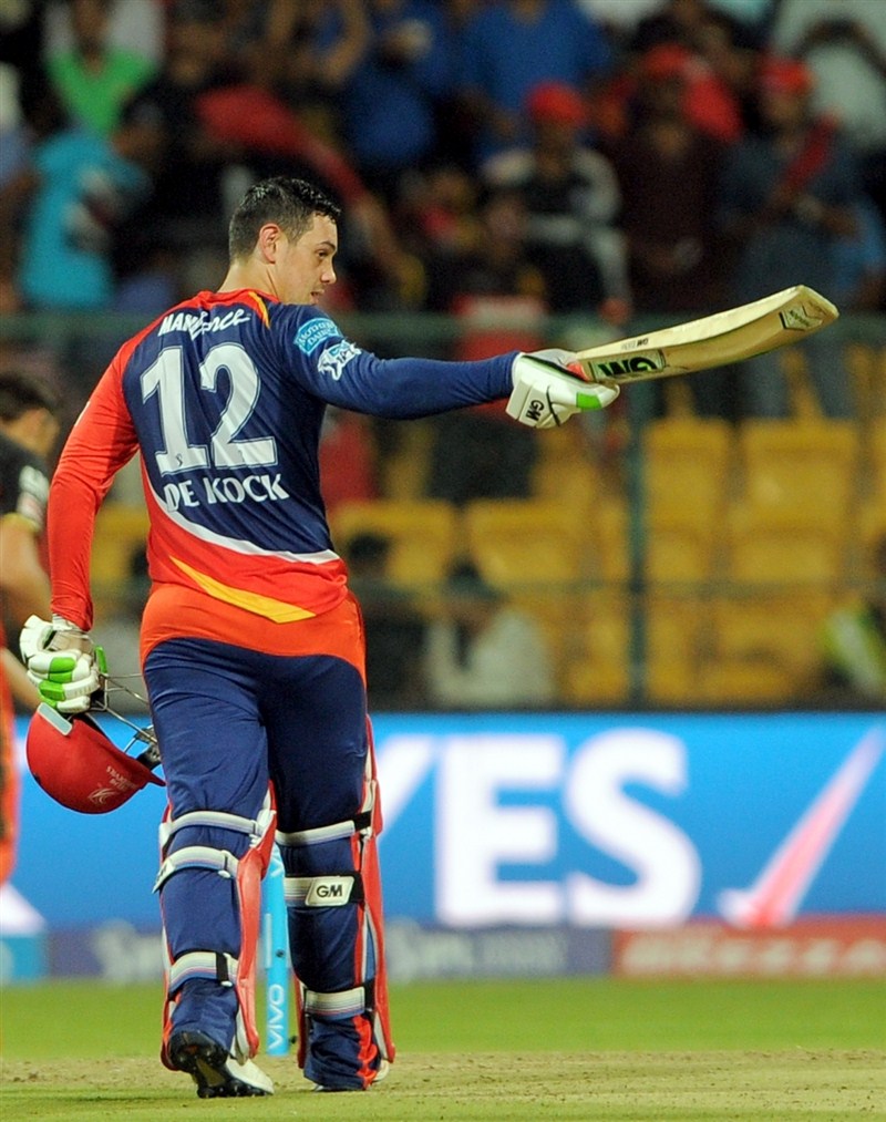 Riding on opener Quinton De Kock's heroics, Delhi Daredevils (DD) on Sunday defeated the Royal Challengers Bangalore (RCB) in the group stage match of the Indian Premier League (IPL) at the Chinnaswami Stadium here. Delhi Daredevils beat Royal Challengers Bangalore by 7 wickets,Delhi Daredevils beat Royal Challengers Bangalore,Delhi Daredevils,Royal Challengers Bangalore,Quinton De Kock,Indian Premier League,Indian Premier League 2016,Indian Premier League 9,IPL 2016