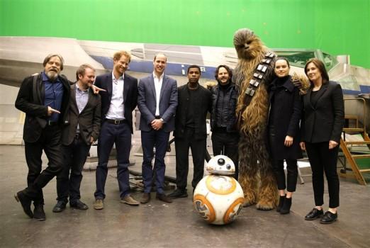 Prince William and Prince Harry tour the production workshops of the Star Wars films.