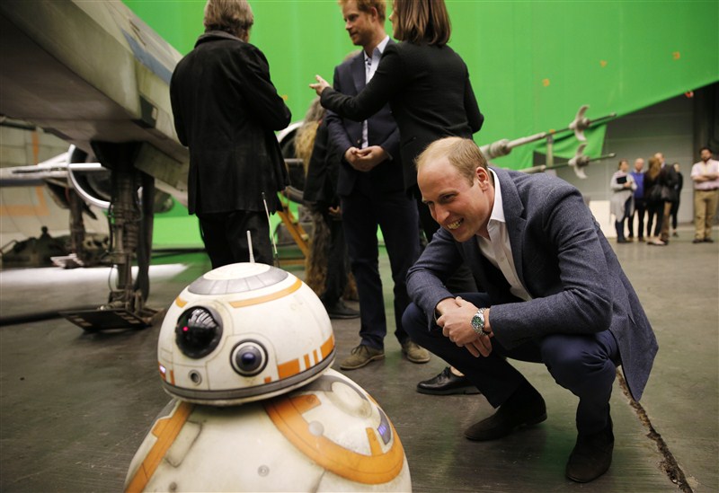 Prince William and Prince Harry tour the production workshops of the Star Wars films. Prince William and Prince Harry visit Star Wars set,Prince William,Prince Harry,Prince William and Prince Harry,Star Wars set at Pinewood Studios,Star Wars set,Star Wars