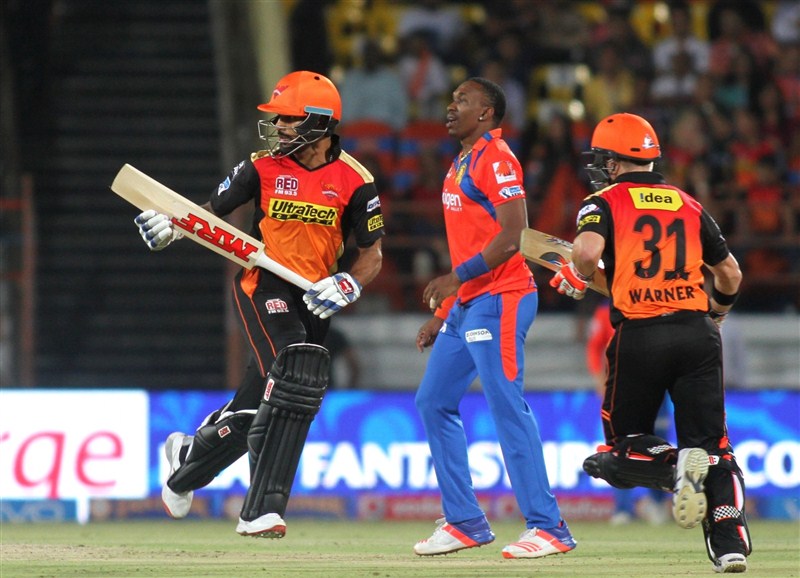 Sunrisers Hyderabad ended Gujarat Lions' three-match winning streak with a 10-wicket thumping win in an Indian Premier League (IPL) encounter at the Saurashtra Cricket Association Stadium on Thursday. Sunrisers Hyderabad beat Gujarat Lions,Sunrisers Hyderabad beat Gujarat Lions by 10 wickets,Sunrisers Hyderabad,Gujarat Lions,Indian Premier League,Indian Premier League 2016,Indian Premier League 9,IPL 2016,IPL 9,IPL,IPL pics,IPL images,IPL photos,IPL pi