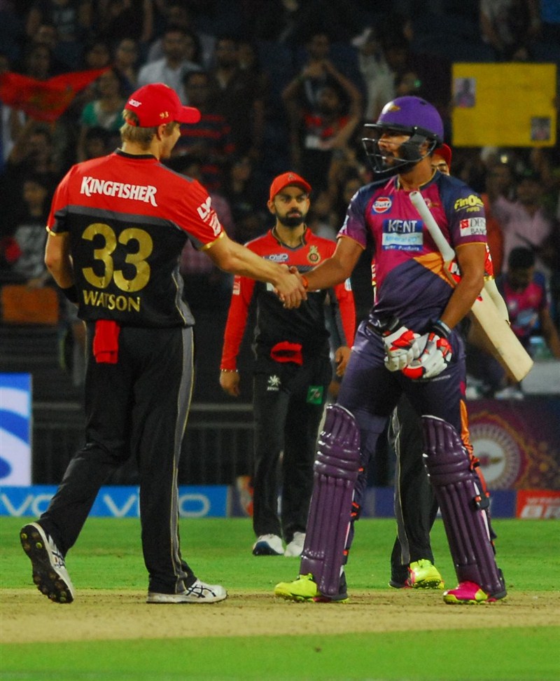 Star batsmen A.B. de Villiers and Virat Kohli smashed quick-fire half-centuries followed by a disciplined bowling effort which guided Royal Challengers Bangalore to a comfortable 13-run victory over Rising Pune Supergiants in an Indian Premier League (IPL) contest on Friday. Royal Challengers Bangalore beat Rising Pune Supergiants,Royal Challengers Bangalore,Rising Pune Supergiants,RPS vs RCB,RPS beat RCB,A.B. de Villiers,Virat Kohli,IPL 2016,IPL 9,IPL,Indian Premier League,Indian Premier League 2016,Indian Premier League 9