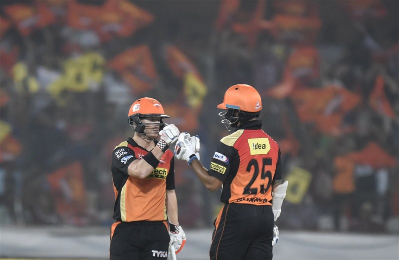 Riding on a superb bowling performance followed by skipper David Warner's quick-fire 59, Sunrisers Hyderabad outclassed a spiritless Kings XI Punjab by five wickets in an Indian Premier League (IPL) match at the Rajiv Gandhi International Stadium on Saturday. Sunrisers Hyderabad beat Kings XI Punjab,Sunrisers Hyderabad beat Kings XI Punjab by 5 wickets,Sunrisers Hyderabad,Kings XI Punjab,IPL 2016,IPL 2016 pics,IPL 2016 images,IPL 2016 stills,IPL 2016 pictures