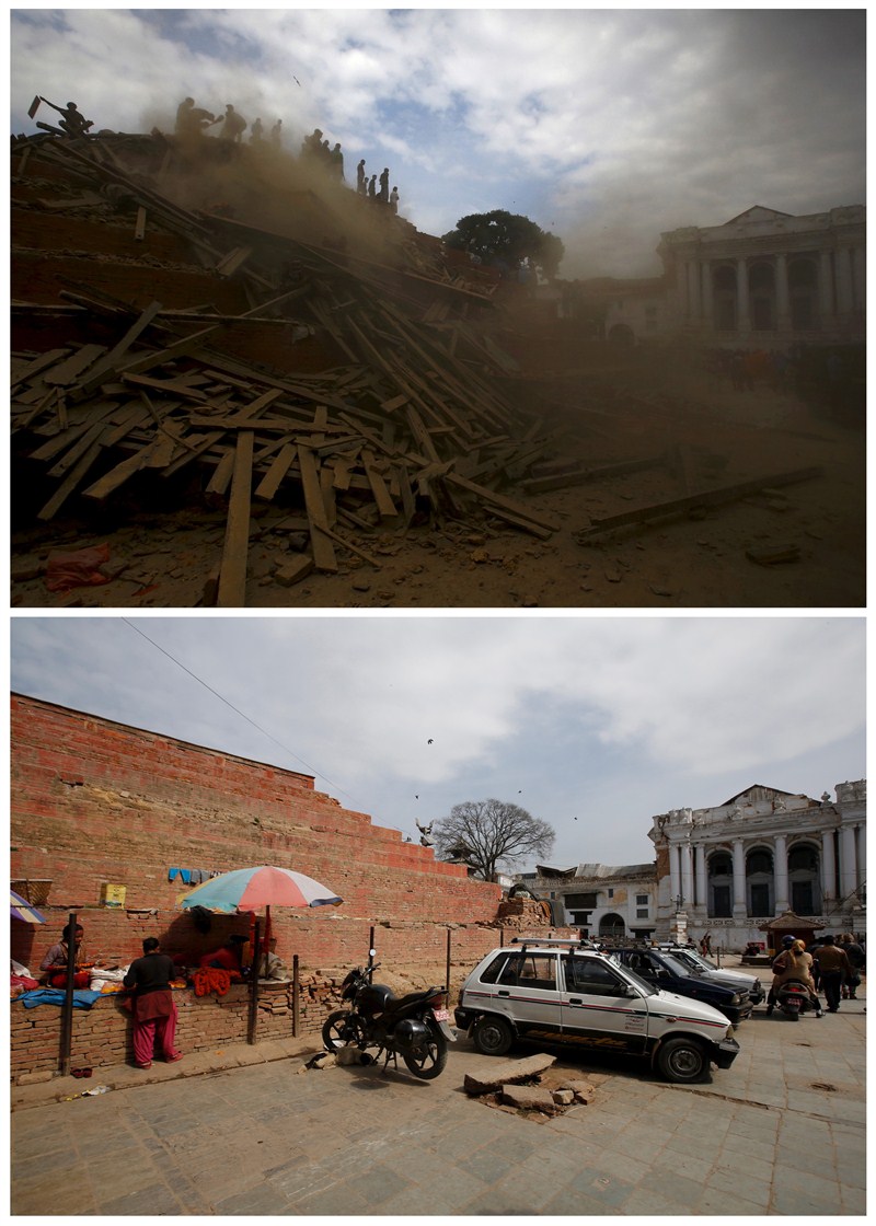 A year after the worst earthquake in Nepal's history struck the Himalayan nation is remembering the 9,000 victims of the 7.8 magnitude quake and a second tremor 17 days later. Nepal,Nepal earthquake,Nepal Before and after the earthquake,Nepal Before and after,earthquake